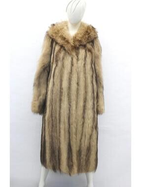 MINT BLEACHED RACCOON FUR COAT JACKET WOMEN WOMAN SIZE 4 SMALL